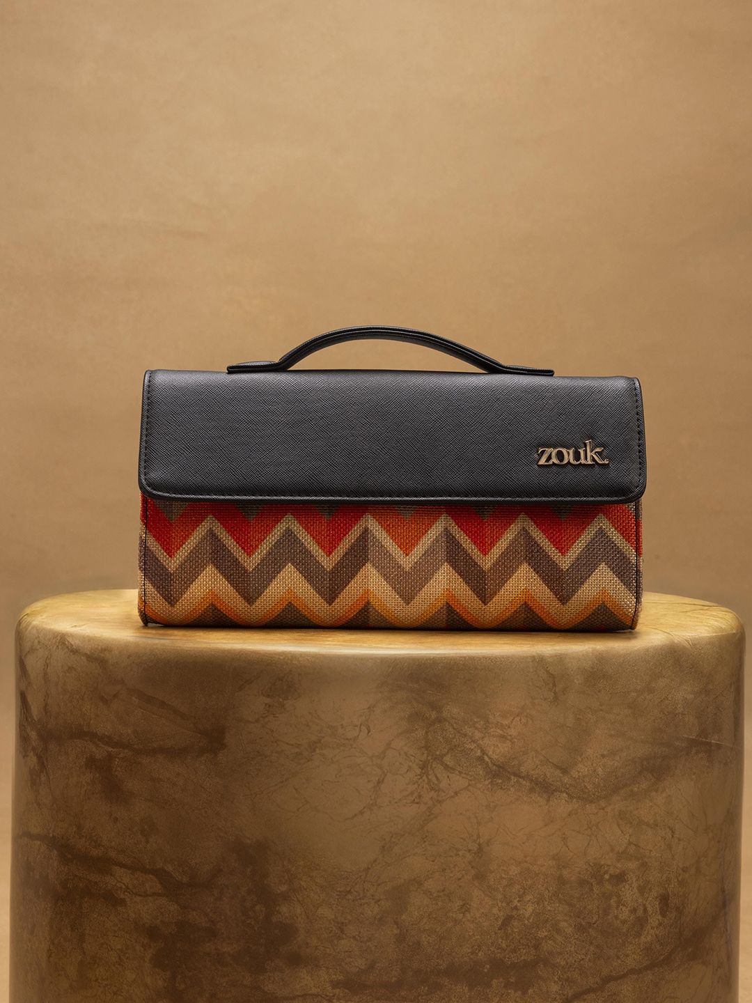 ZOUK Rhea Kapoor Tidal Wave Textured Water Resistant Jute Envelope Clutch