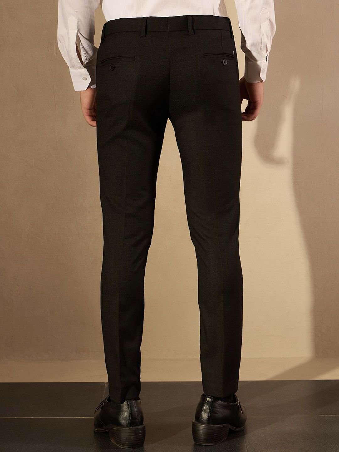 DENNISON Men Checked Smart Tapered Fit Easy Wash Trousers