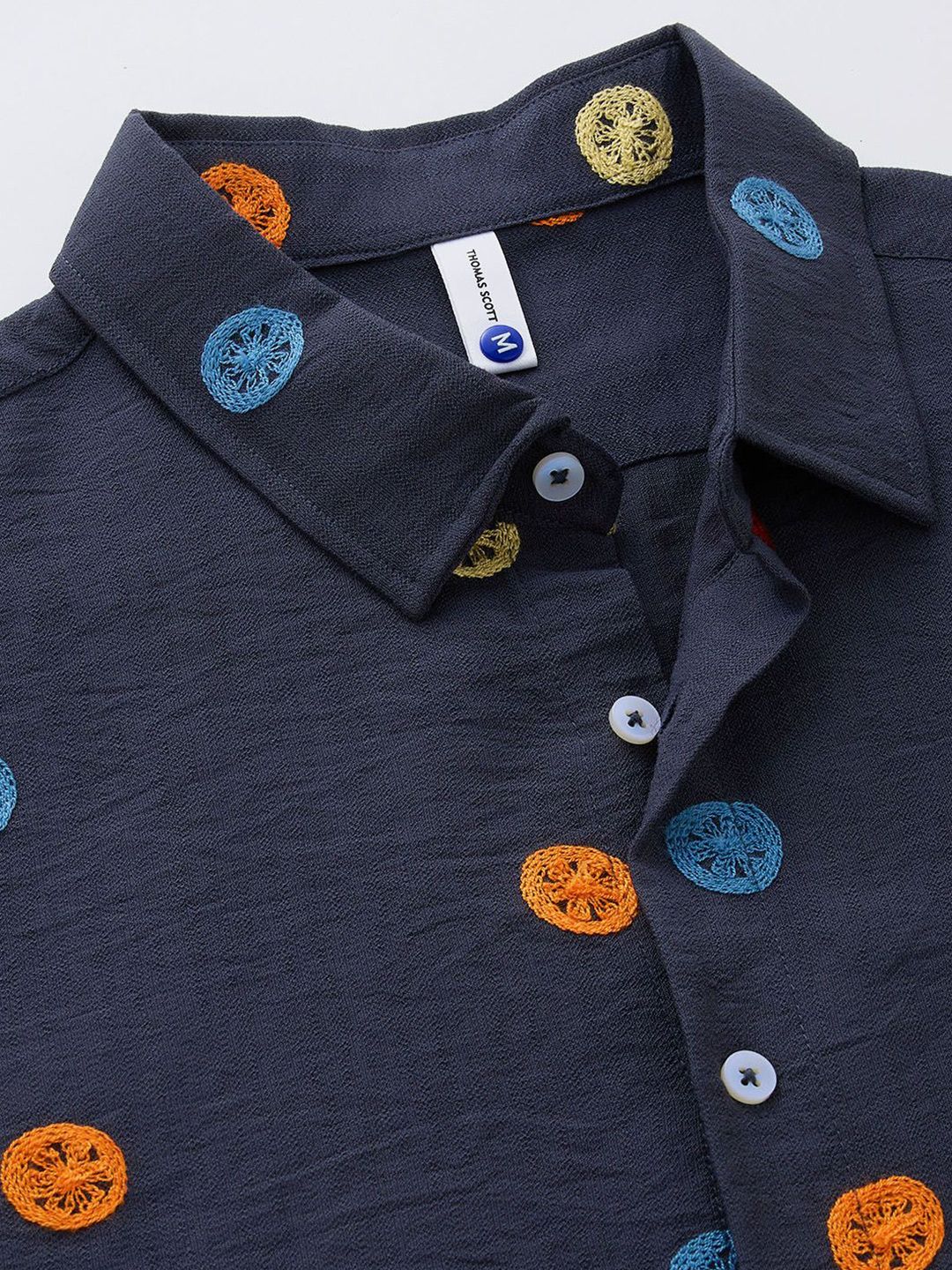 Thomas Scott Men Embroidered Regular Fit Casual Shirt