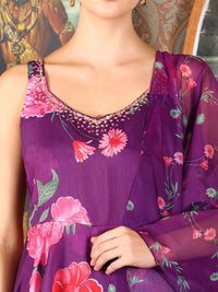 W Women Floral Printed Regular Kurta with Trousers & With Dupatta