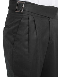 Men's Black Cotton Rich Solid Slim Fit Formal Gurkha Pants