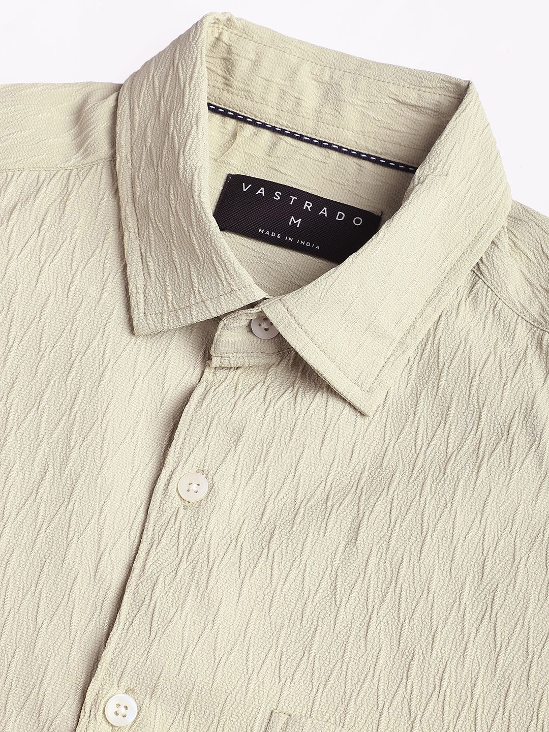 VASTRADO Men Classic Spread Collar Textured Slim Fit Casual Shirt