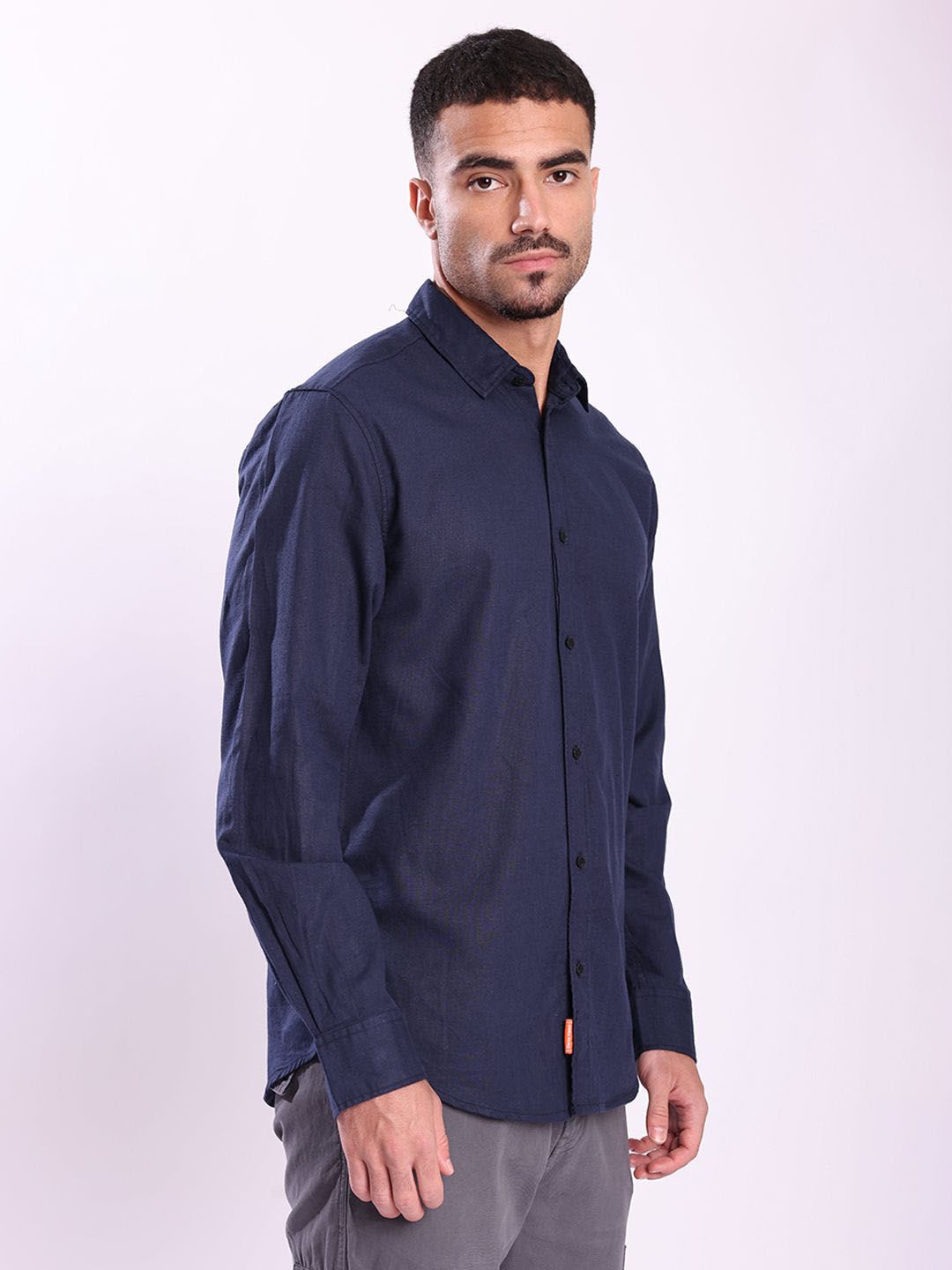 Bene Kleed Spread Collar Cotton Linen Regular Fit Casual Shirt
