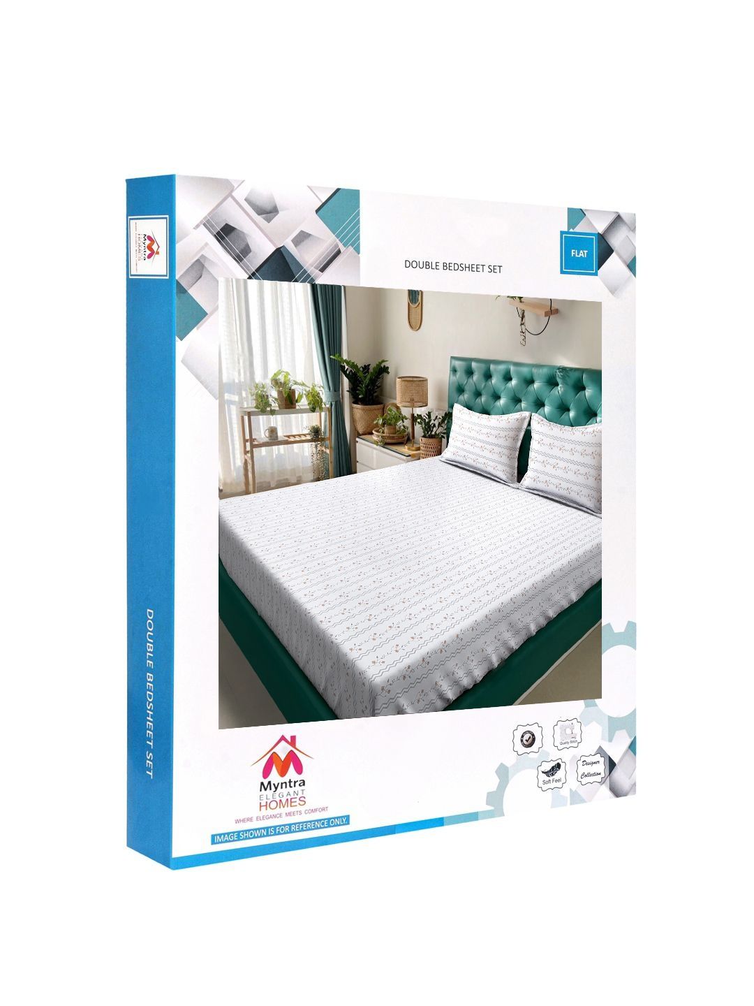 Myntra Elegant Homes White Floral 400 TC Super King Double Bedsheet dengan 2 Sarung Bantal