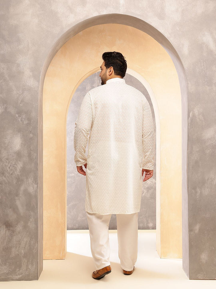 SOJANYA PLUS Woven Design Mandarin Collar Cotton Straight Kurta