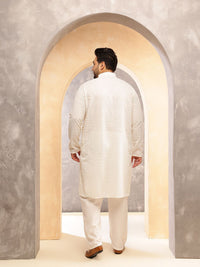 SOJANYA PLUS Woven Design Mandarin Collar Cotton Straight Kurta