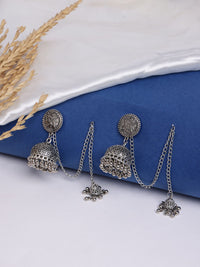 PANASH Kubah Bersalut Perak Jhumkas Rantai Tradisional Berbentuk Oksida
