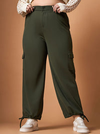 SASSAFRAS Curve Women Straight Fit High-Rise Cargos Trousers
