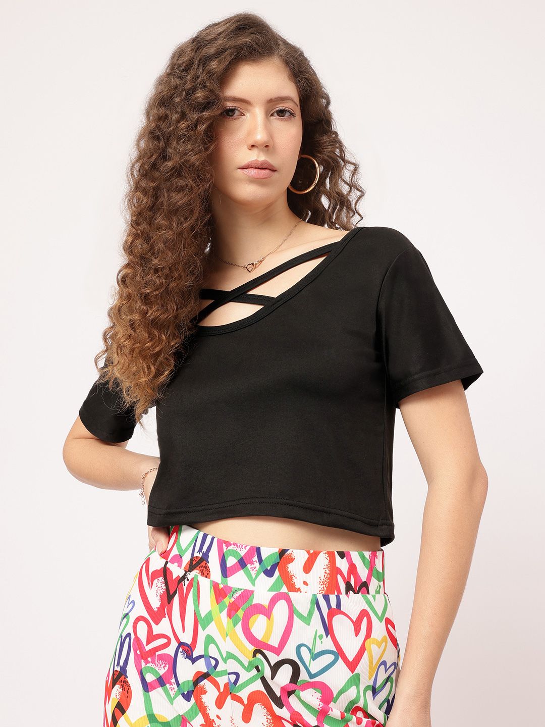 DressBerry City Chic Criss-Cross Cut-Out Crop Top