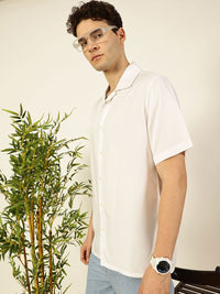 Thomas Scott Men Premium Cuban Collar Solid Oversized Casual Shirt