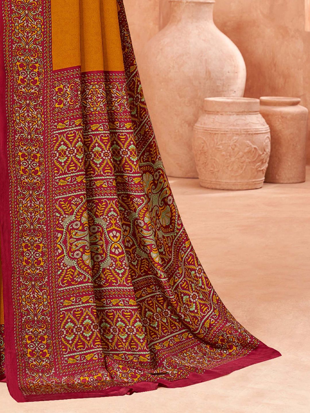 Mitera Ethnic Motifs Printed Sungudi Saree