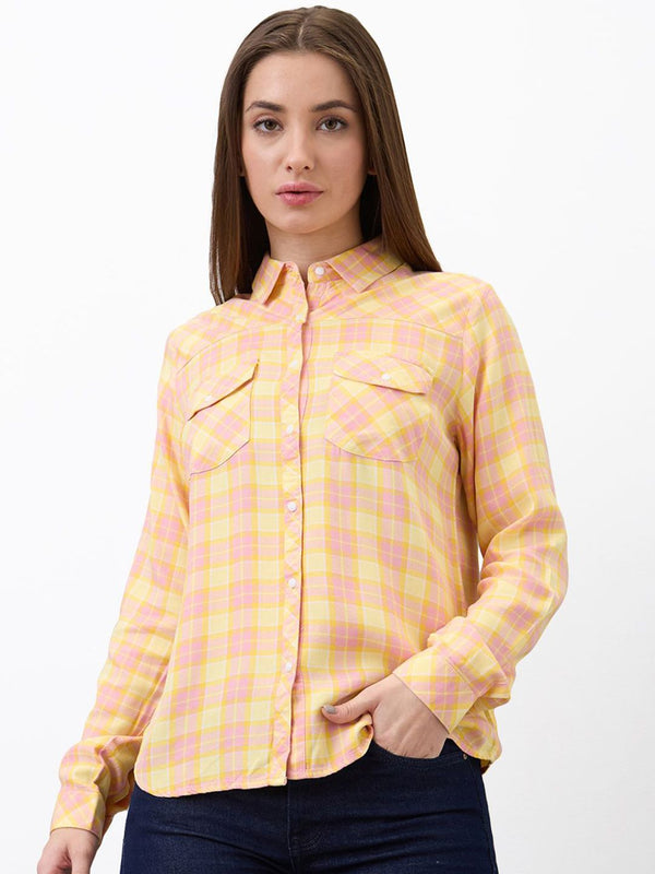 SPYKAR Women Spread Collar Tartan Checked Casual Shirt