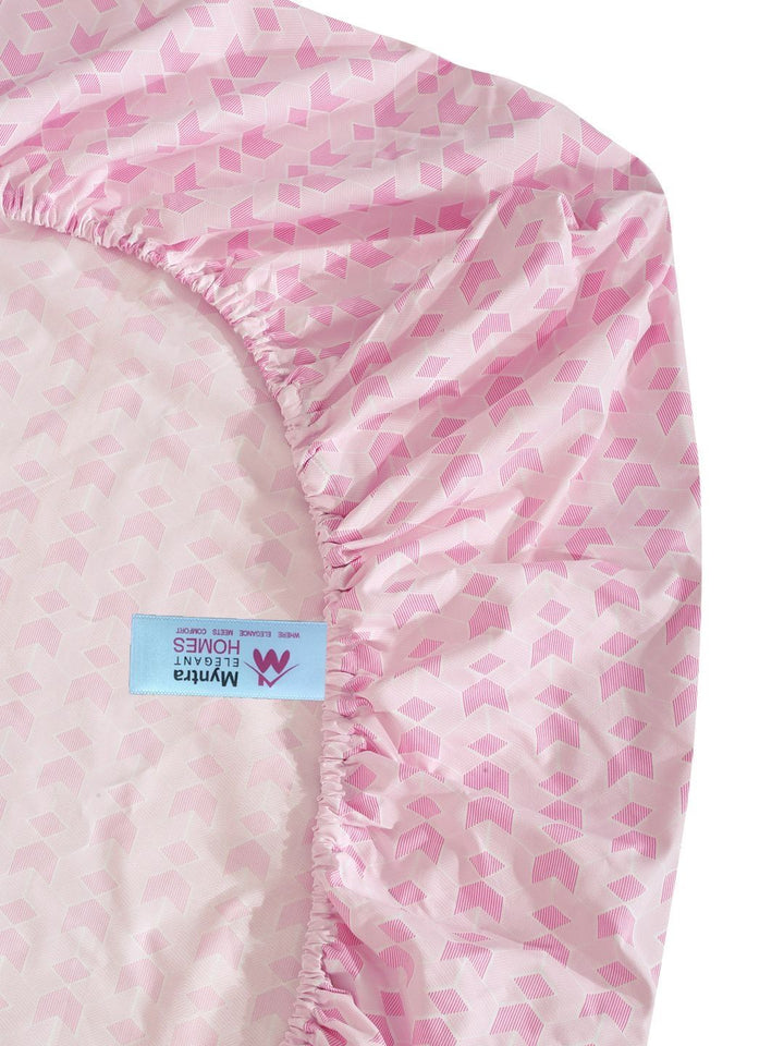 Myntra Elegant Homes Pink Geometric 300 TC Single Bedsheet with 1 Pillow Covers