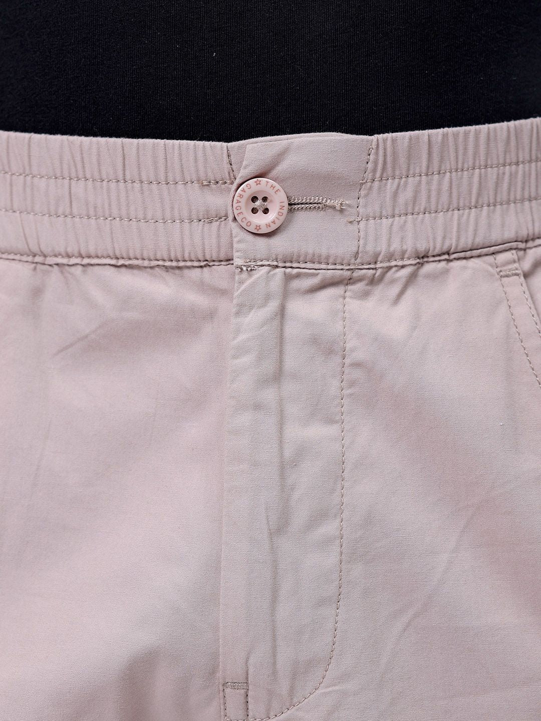 The Indian Garage Co Men Relaxed Fit Pure Cotton Utility Cargo Shorts