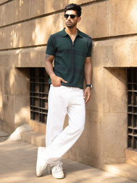 Powerlook Men Checked Polo Collar T-shirt
