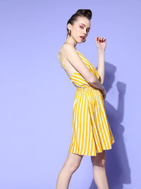 Berrylush Striped A-Line Dress