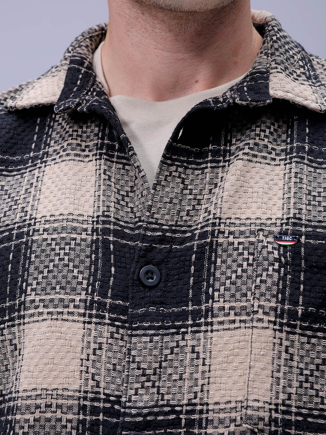 The Indian Garage Co Men Relaxed Fit Spread Collar Checked Cotton Casual Shirt
