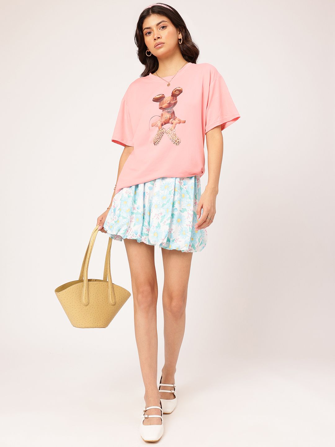 DressBerry Giggles Charm Printed Drop-Shoulder T-shirt