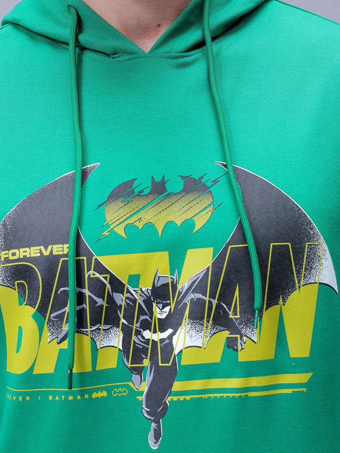 The Indian Garage Co Men Oversized Batman Printed Overhead Hooded Sweatshirt