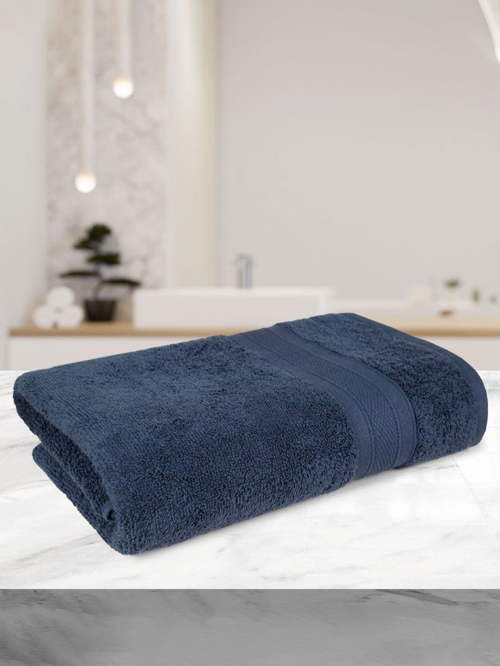 MYTRIDENT Navy Blue Cotton 500 GSM Bath Towel