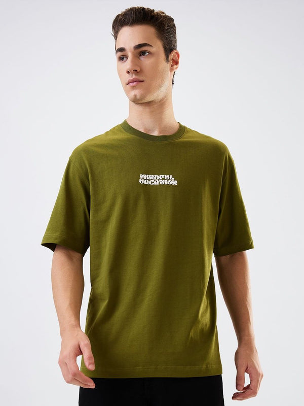 Typography Spykar Men Typography Cetak Kapas Leher Bulat T-Shirt Santai