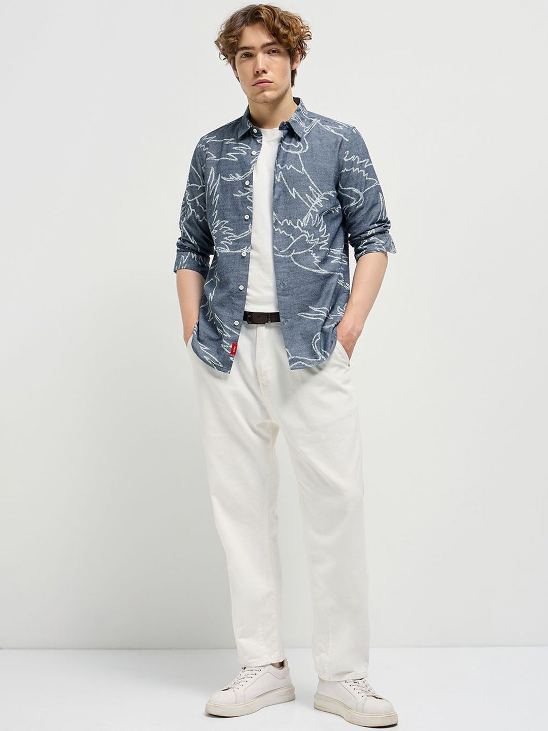 THE BEAR HOUSE Men Spread Collar Abstract Printed Pure Cotton Casual Shirt