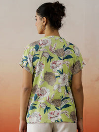 SANSKRUTIHOMES Women Floral Printed Extended Sleeves Pure Cotton Top