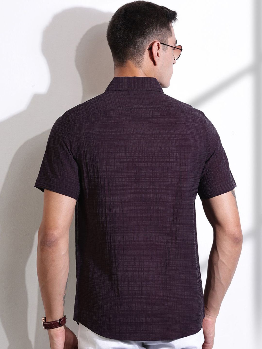 Thomas Scott Men Smart Slim Fit Spread Collar Textured Casual Shirt
