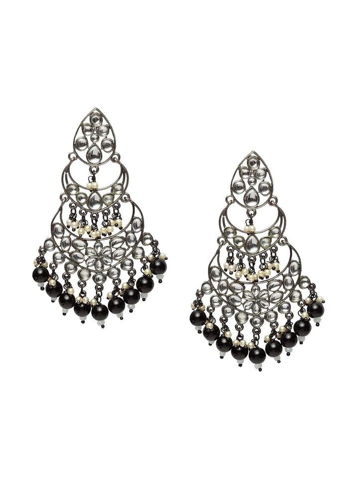 Anouk Rhodium-Plated Contemporary Drop Earrings