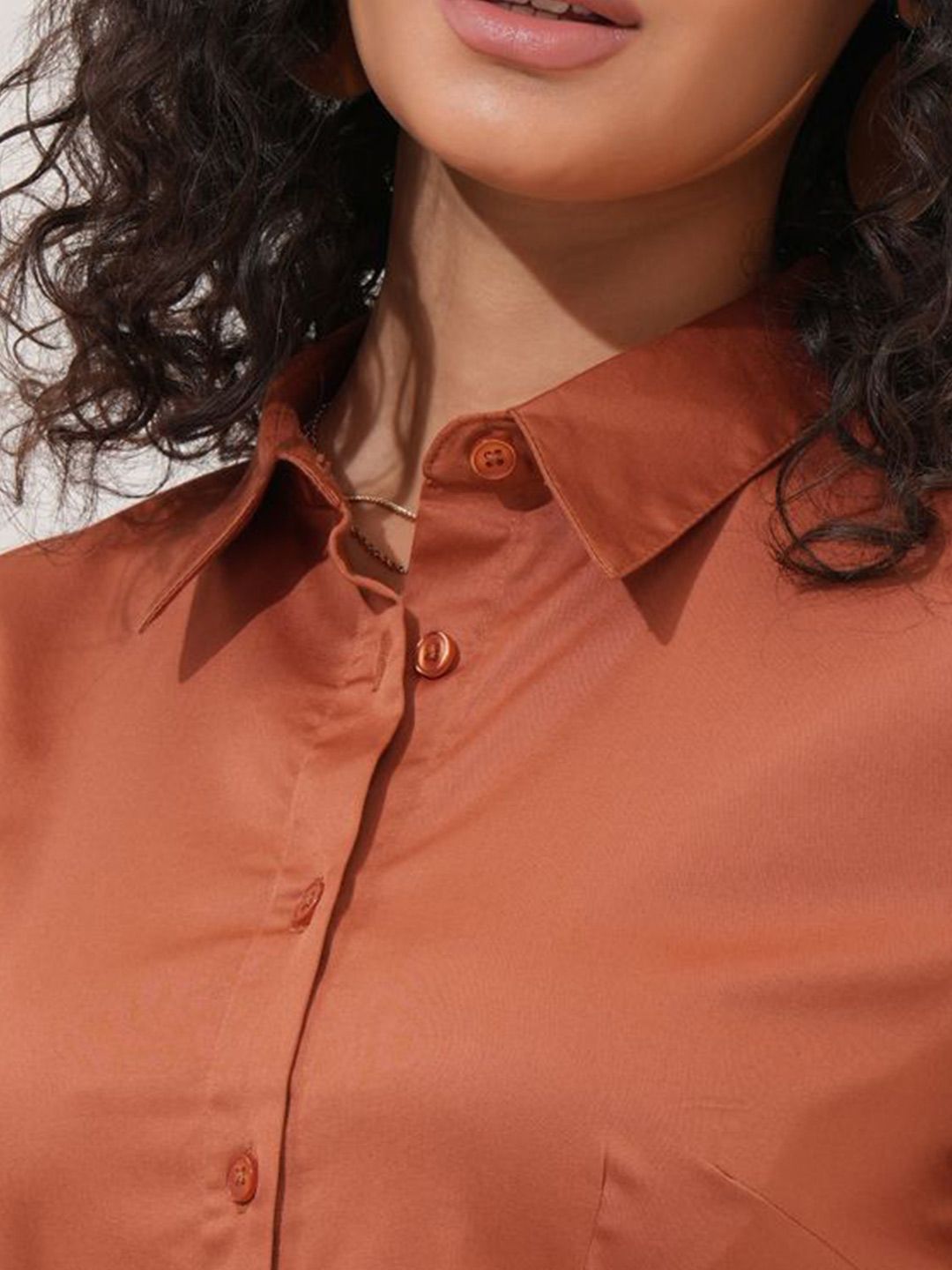 Tokyo Talkies Women Solid Buttondown Satin Shirt