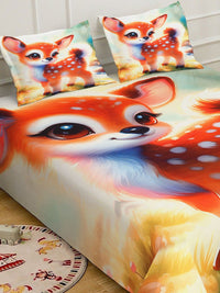 Klotthe Cartoon Printed 400 TC Double King 7D Bedsheet With 2 Pillow Cover-2.50m x 2.25m