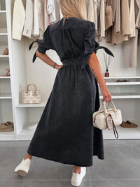 all about you Women Solid Denim Maxi Dress