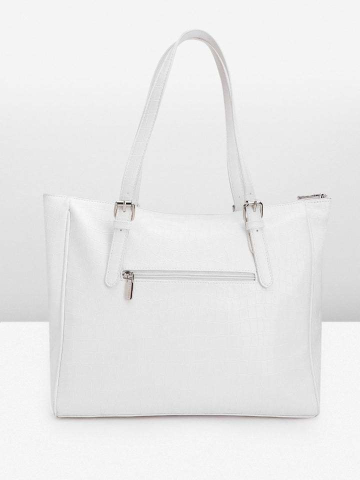 Lino Perros Croc Textured Structured Laptop Shoulder Bag