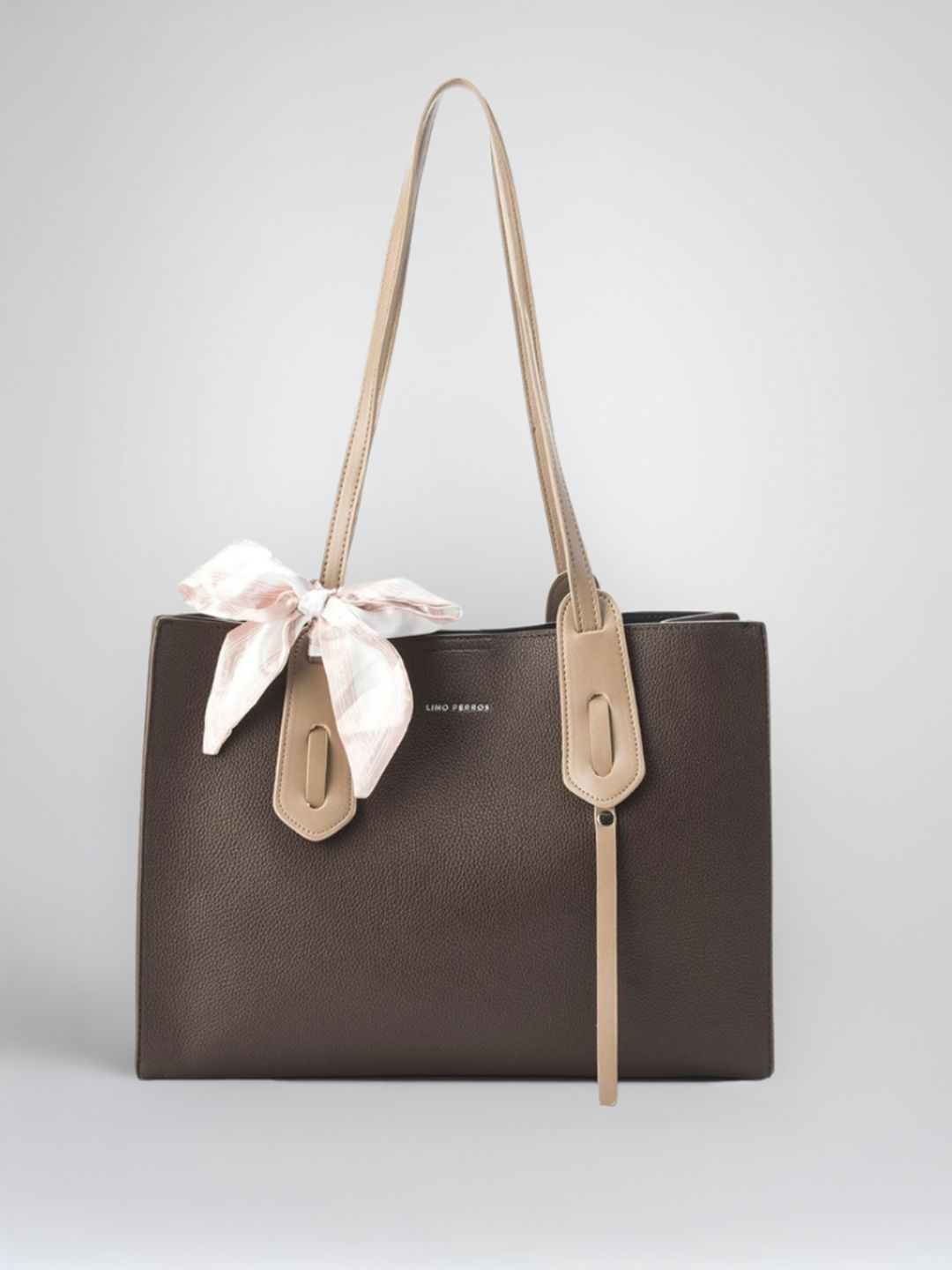 Lino Perros Colourblocked Oversized Structured Tote Bag with Bow Detail