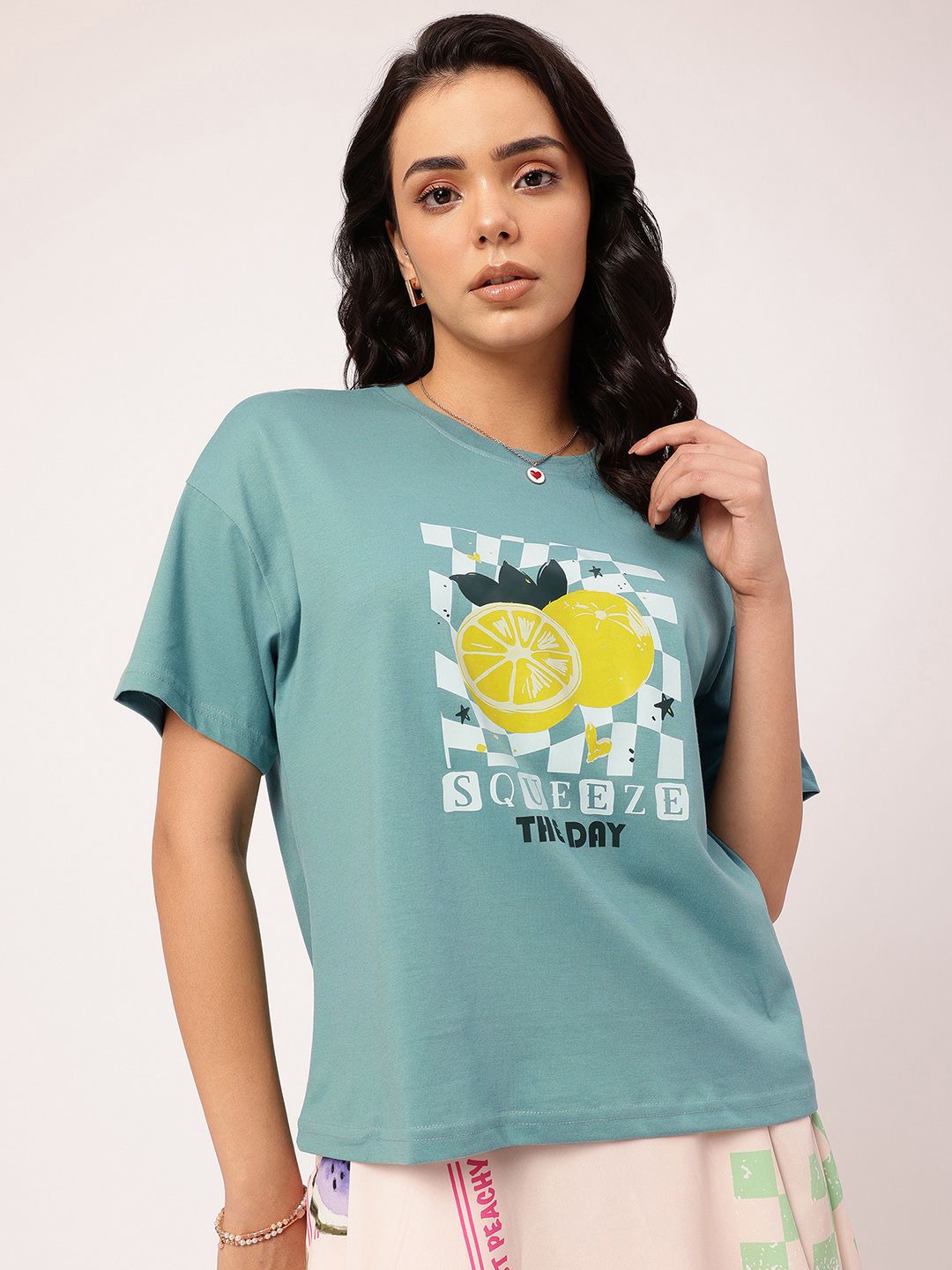 DressBerry Embracing-Serenity Slang Printed Drop-Shoulder Relaxed Tee
