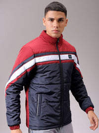 The Indian Garage Co Men High Neck Colourblocked Puffer Jacket