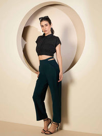 Antheaa Women Solid Smart High-Rise stretchable Trousers