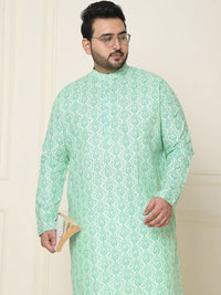 SOJANYA PLUS Ethnic Motifs Band Collar Straight Kurta With Pyjamas