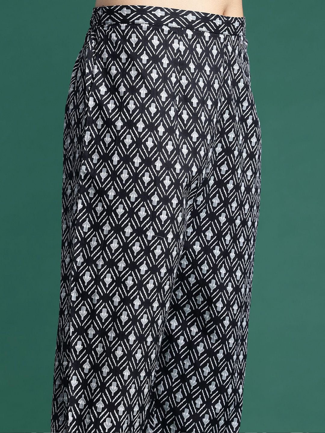 Indo Era Ethnic Motifs Printed A-Line Pure Cotton Kurta with Trousers