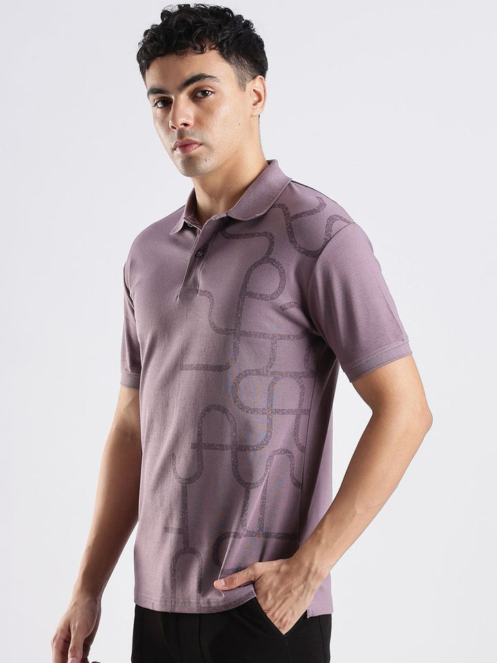 ADRO Abstract Printed Polo Collar Cotton T-shirt
