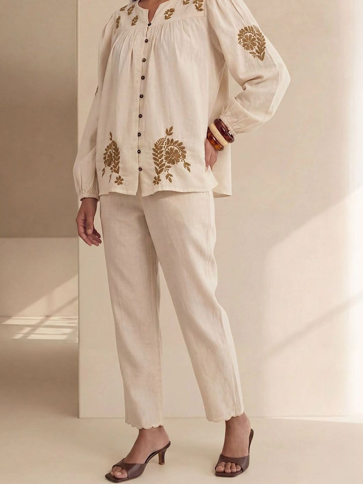 House of Chikankari Women Straight Floral Casual Shirt