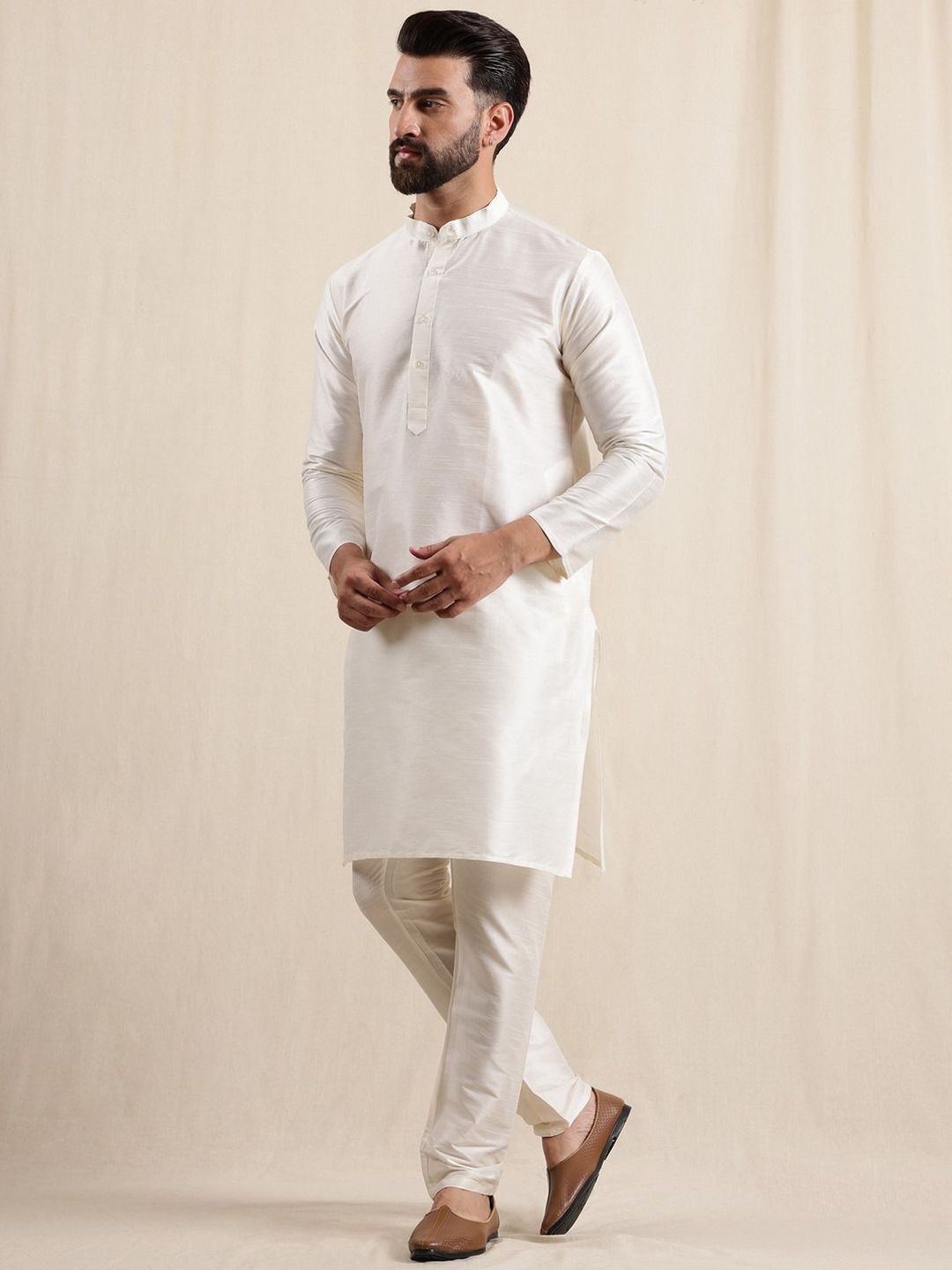 Anouk Men Kurta with Pyjamas with Woven Design Blue Nehru Jacket