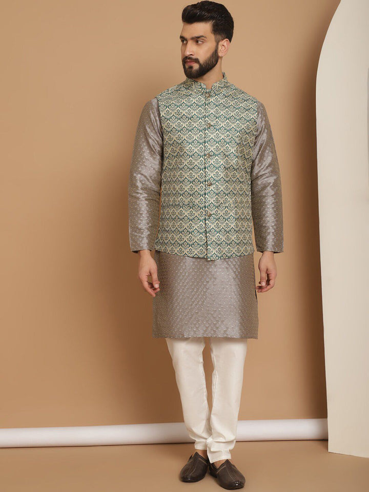 Anouk Ethnic Motifs Regular Kurta with Churidar & Nehru jacket