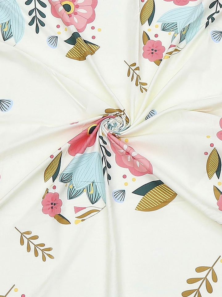 Monte Carlo Pixel White & Pink Floral Printed 120 TC Single Bedsheet Set 1.52 m x 2.30 m