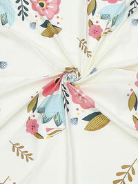 Monte Carlo Pixel White & Pink Floral Printed 120 TC Single Bedsheet Set 1.52 m x 2.30 m