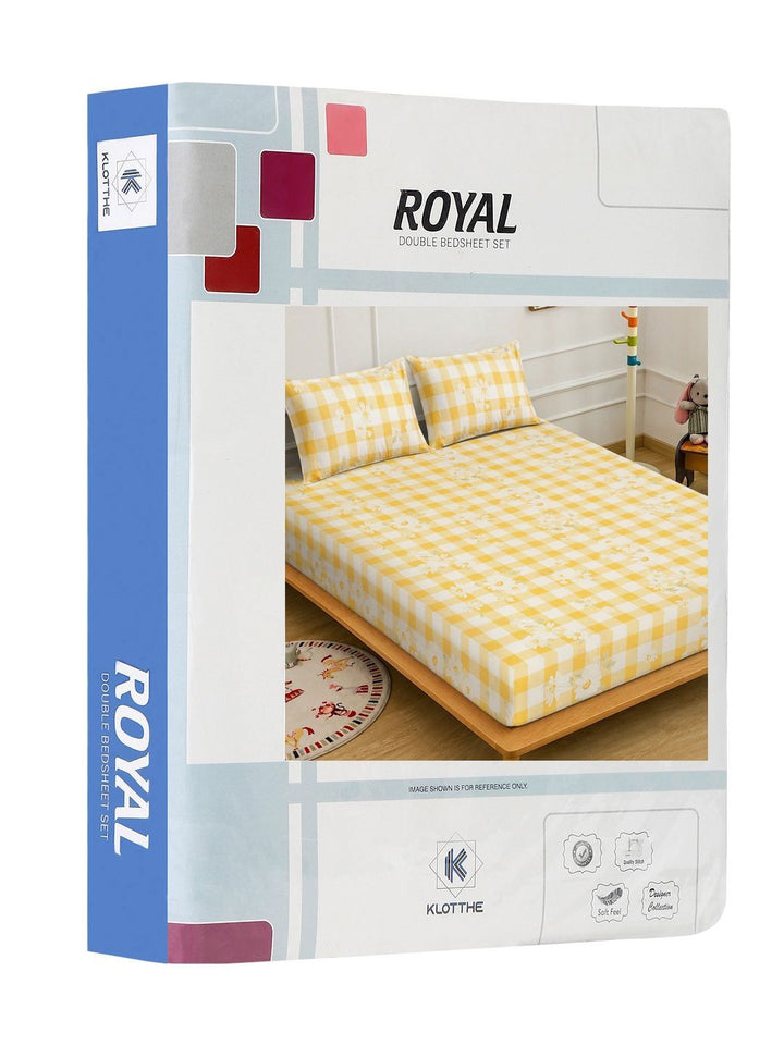 KLOTTHE Bunga Kuning & Putih Cadar King 300 TC dengan 2 Sarung Bantal