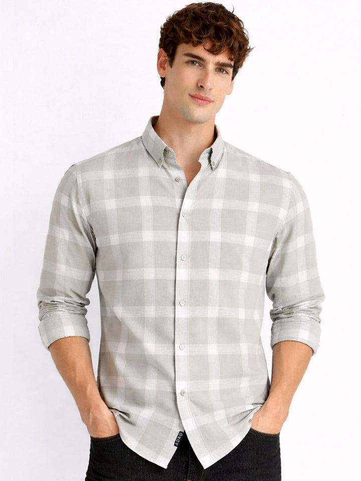 ADRO Men Standard Windowpane Checks Checked Casual Shirt