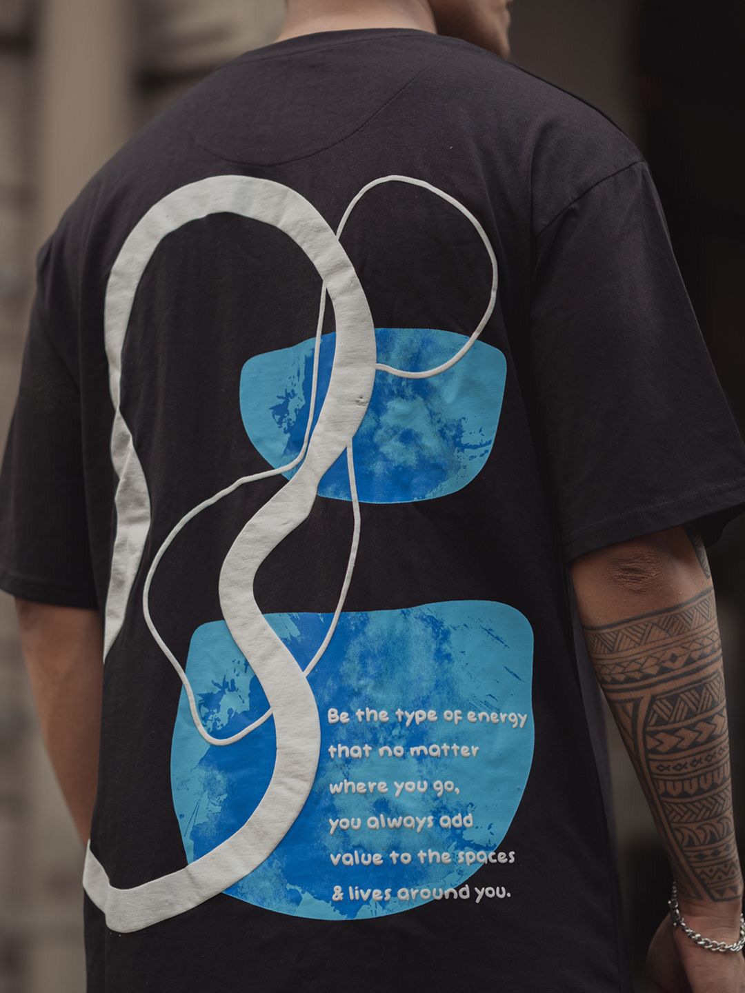 Powerlook Men Graphic Printed Round Neck Pure Cotton Oversized T-Shirt