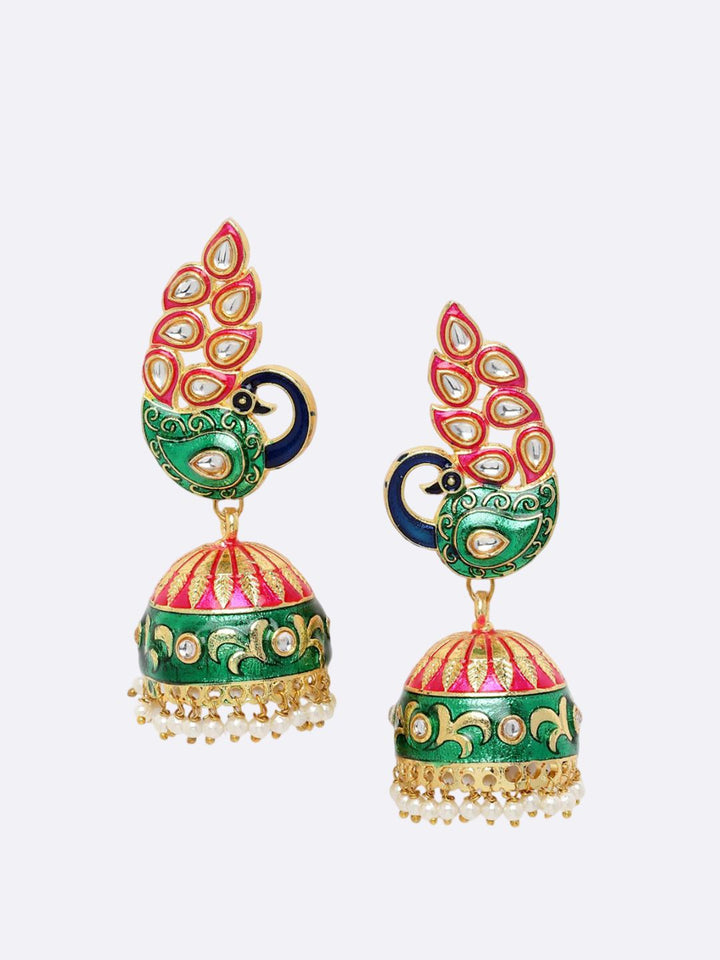Anouk Peacock Shaped Jhumkas Earrings