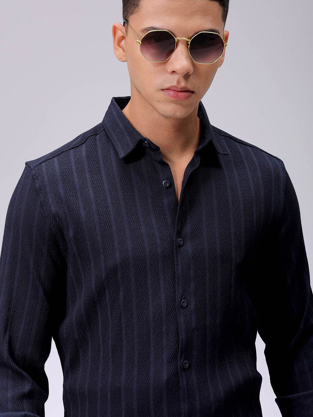 The Indian Garage Co Men Slim Fit Textured Jacquard Resortwear Shirt